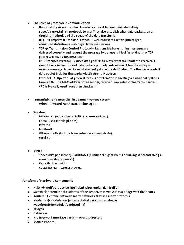 Communication Protocols and Hardware Roles | PDF