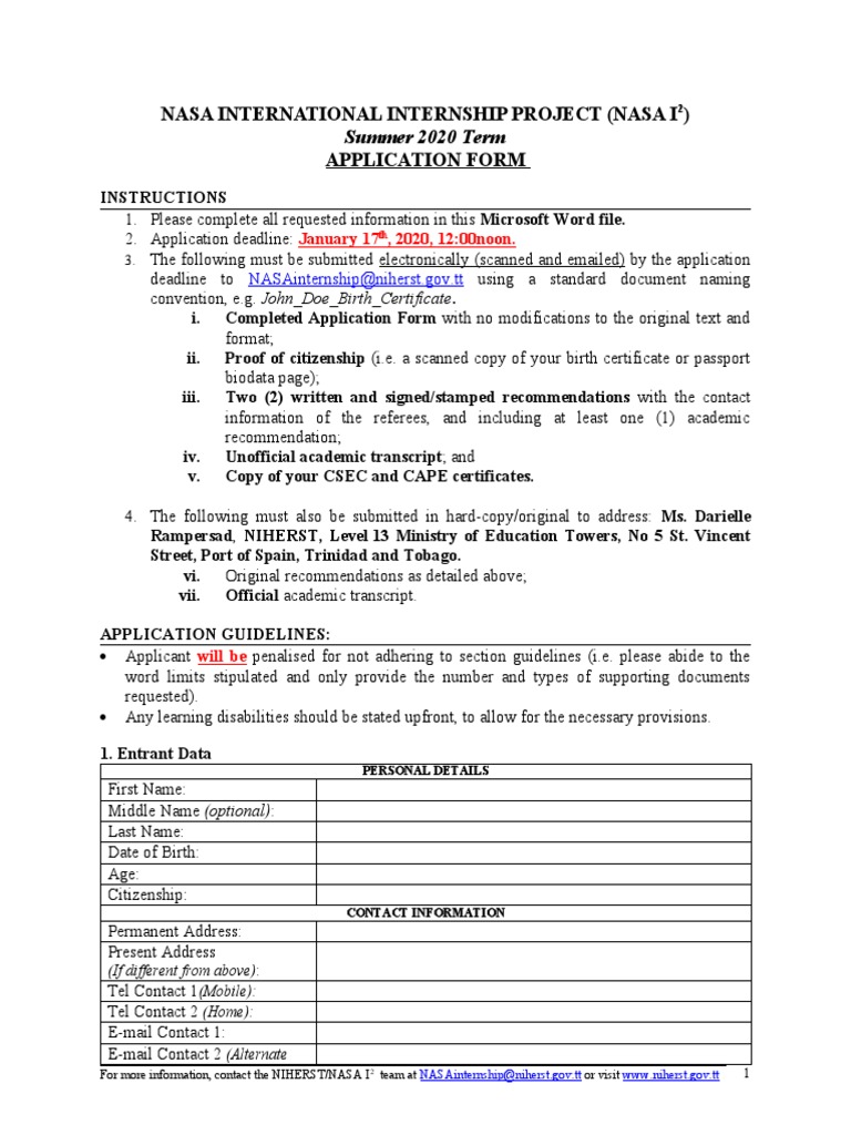 NASA I2 Internship Application Guide | PDF | Ames Research Center ...