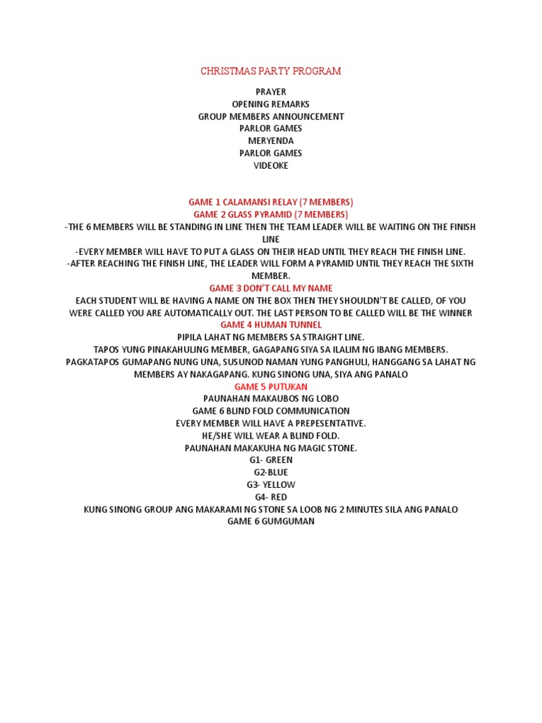 Christmas Party Program PDF