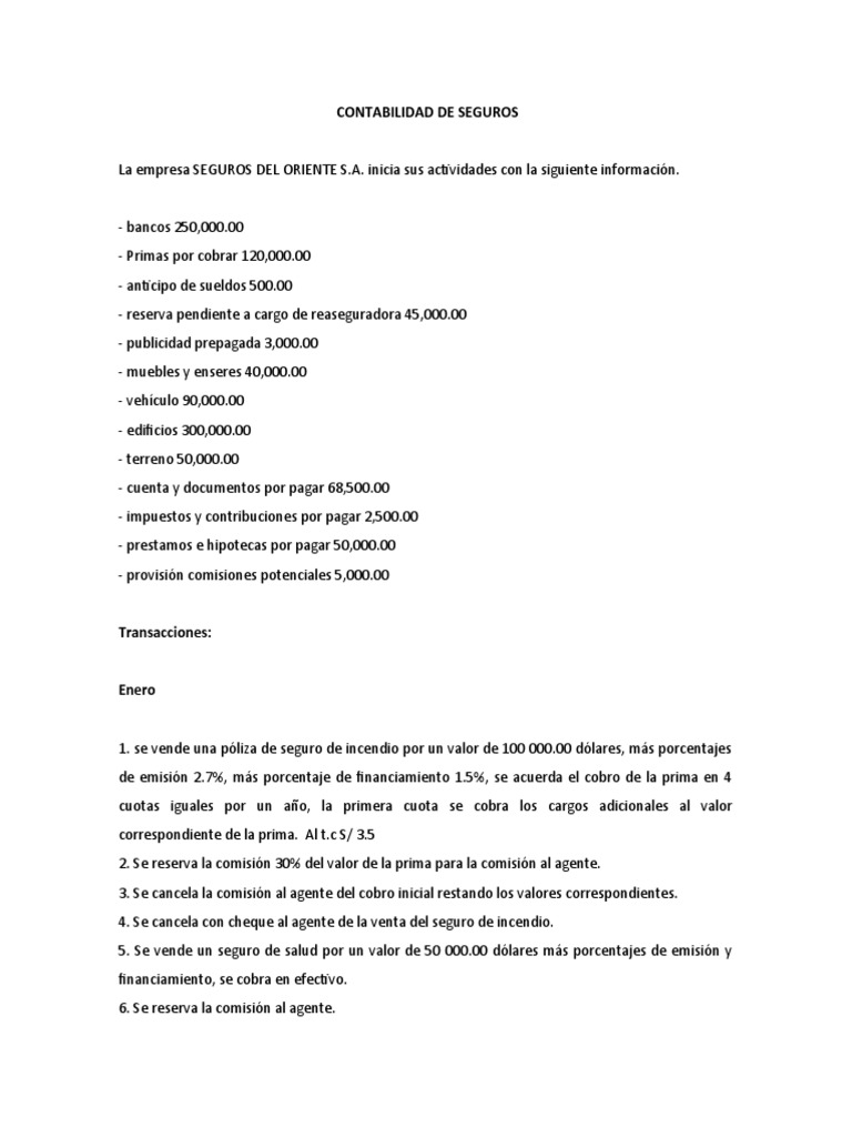 Contabilidad de Seguros | PDF | Seguro | Cheque