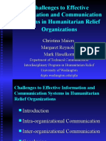 Challenges To Effective Information and Communication Systems in Humanitarian Relief Organizations
