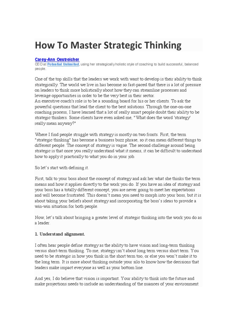 Mastering Strategic Thinking Skills | PDF | Strategic Thinking | Cognition