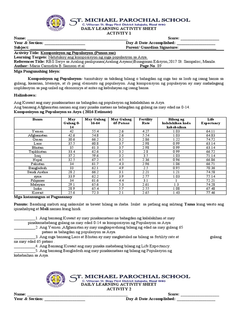 Daily Learning Activity Sheet A.P 7 7TH Week | PDF