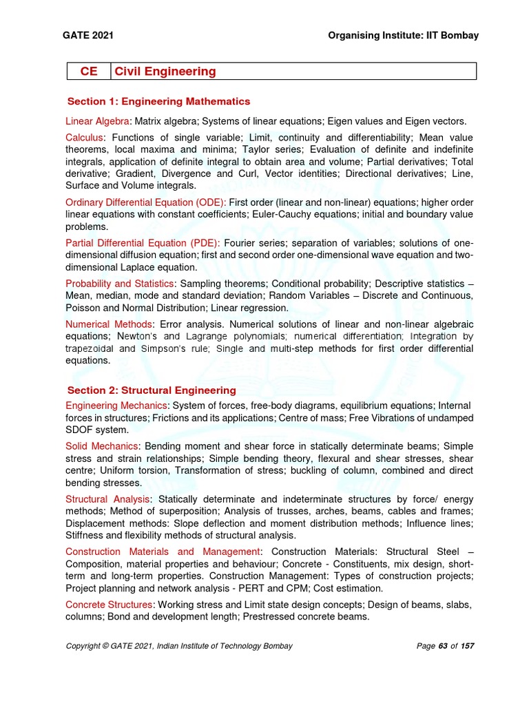 GATE SYLLABUS FOR CIVIL ENGINEERING PDF visual data 3