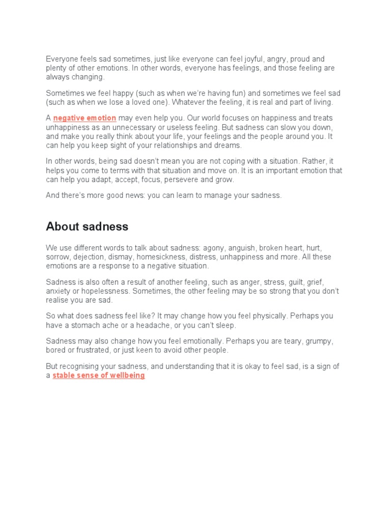 Everyone Feels Sad Sometimes | PDF | Self-Improvement