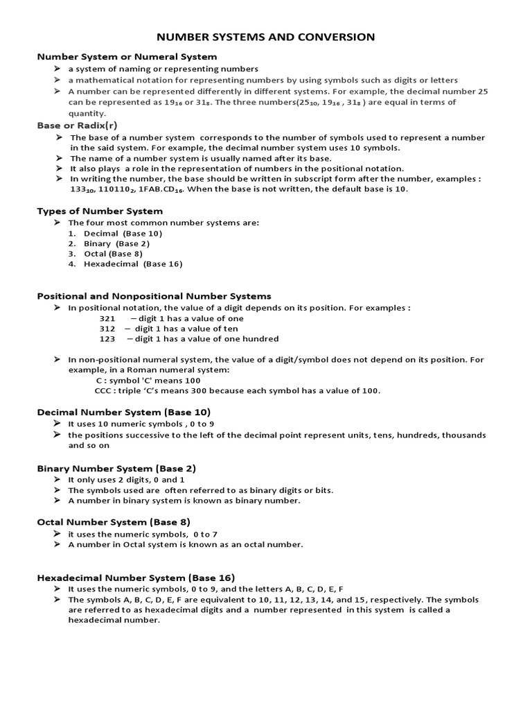 Module 1 - Number Systems and Conversion PDF | PDF | Lexicology ...