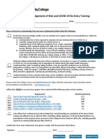 PCC Student Acknowledgement of Risk and COVID-19 Re-Entry Training Form