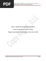 Applications of Operational Amplifier - Non Linear Circuits - Lesson-II Differentiator and Zero-Crossing Detector