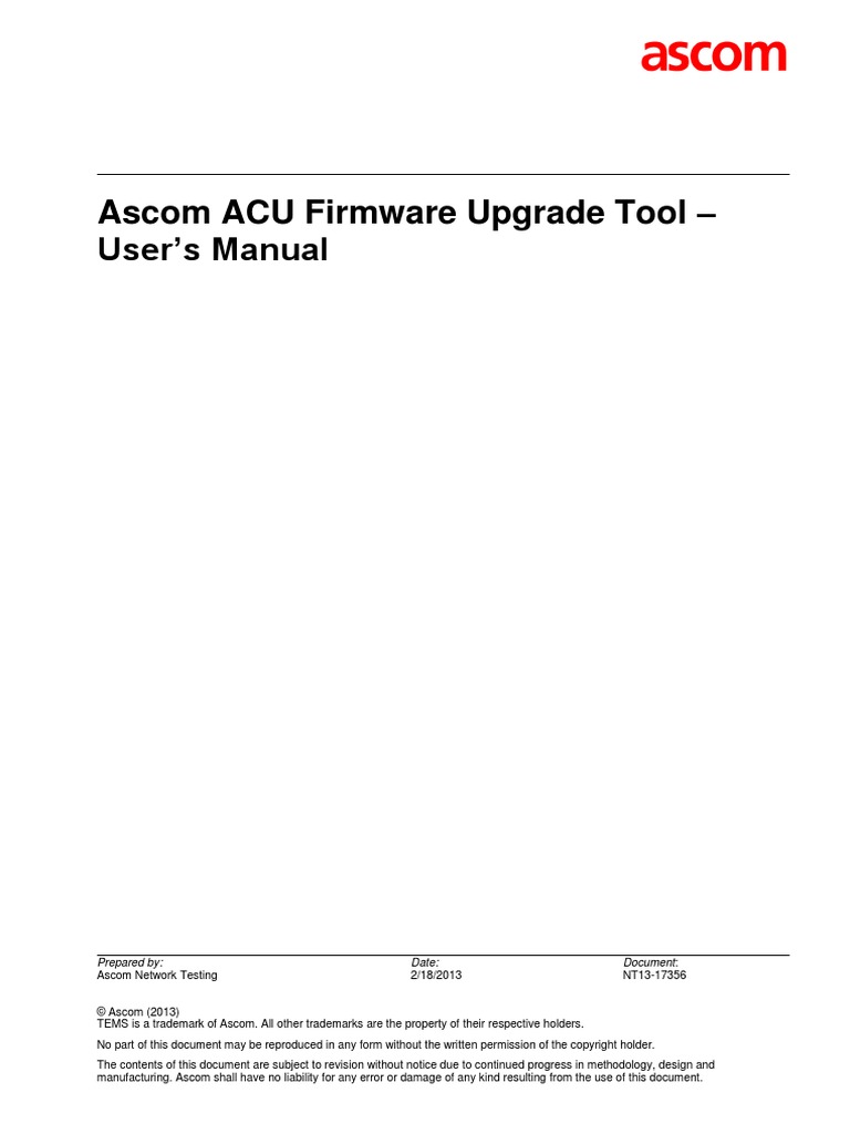 Ascom ACU Firmware Upgrade Tool - User's Manual | PDF | Computer File ...