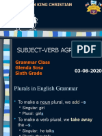 Subject-Verb Agreement: Grammar Class Glenda Sosa Sixth Grade