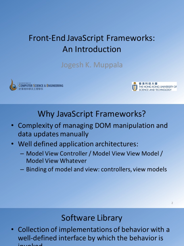 1 JavaScript Frameworks PDF Software Framework ModelViewController