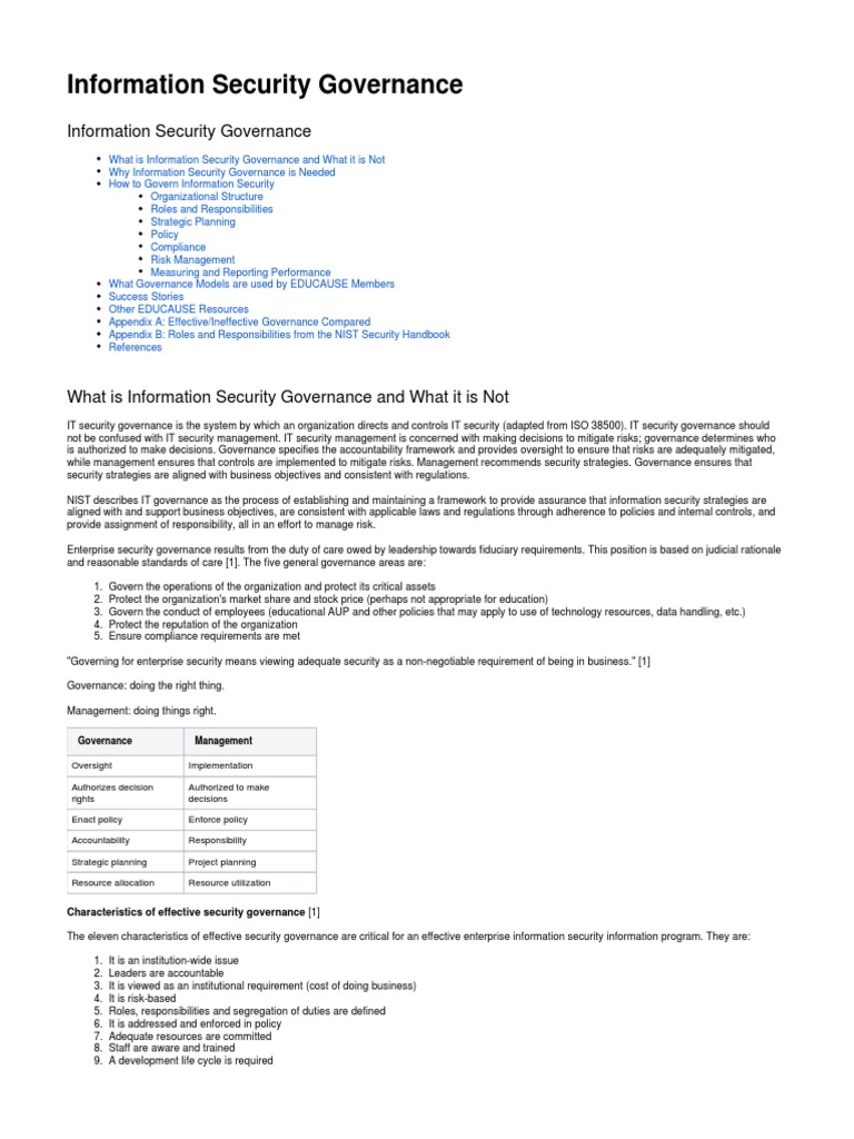 Information Security Governance | PDF | Information Security | Governance