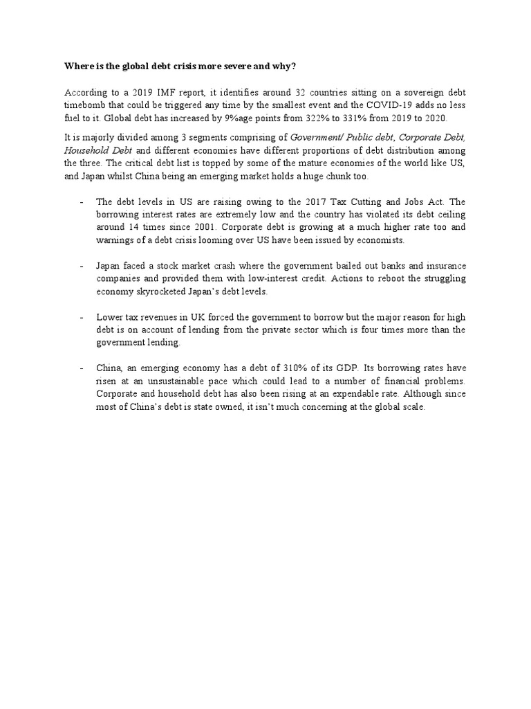 Where Is The Global Debt Crisis More Severe and Why? | PDF | Social Science