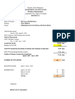 Department of Education Division of Himamaylan District X: Republic of The Philippines