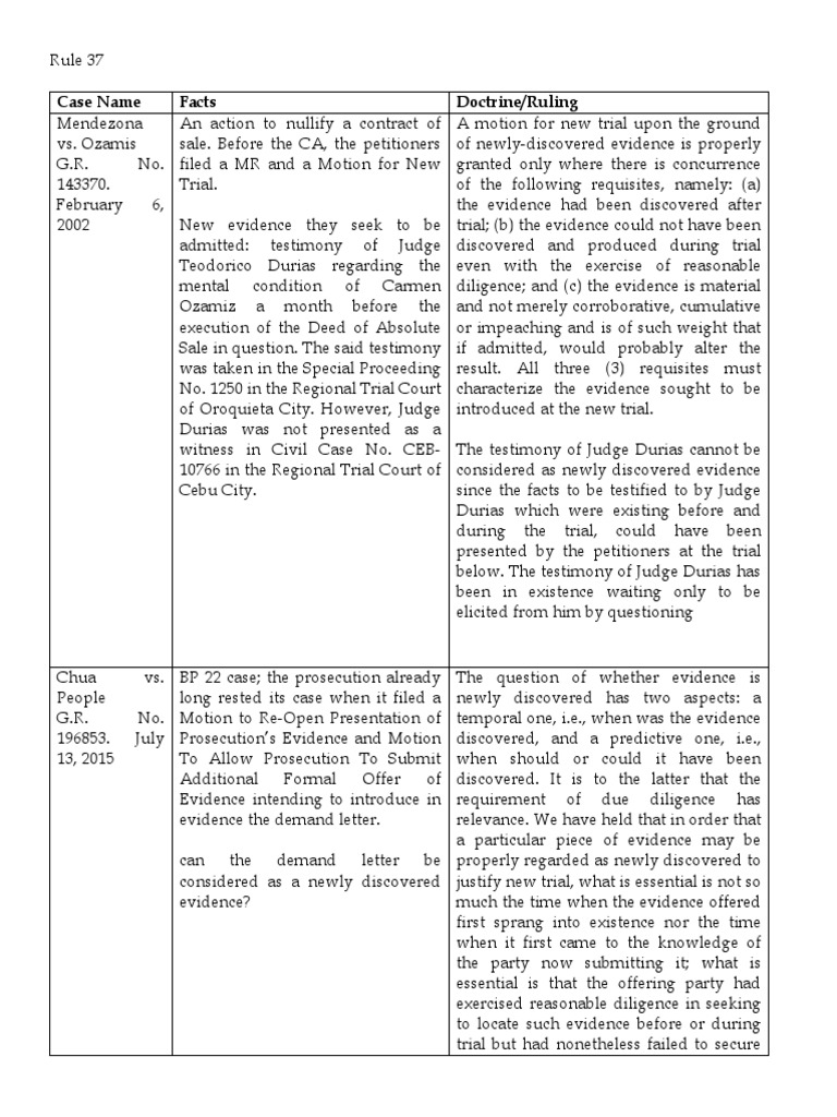 Understanding Rule 37: New Trial Criteria | PDF | Certiorari | Judgment ...