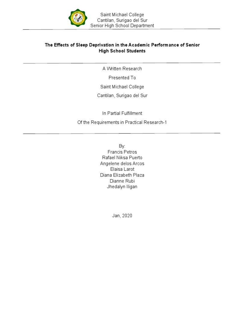 The Effects of Sleep Deprivation in The Academic Performance of Senior ...