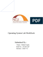 Operating System Lab Workbook: Name: Rahul Gupta Roll No: 17csu147 Section: Cse-V-C