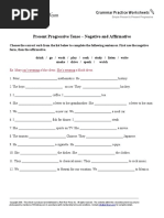 Present Progressive Tense - Negative and Affirmative: Grammar Practice Worksheets