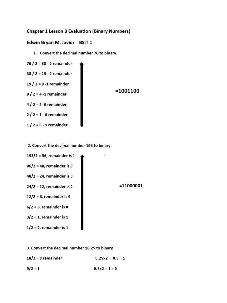Binary and Decimal Conversion Exercises | PDF | Notation | Computer ...