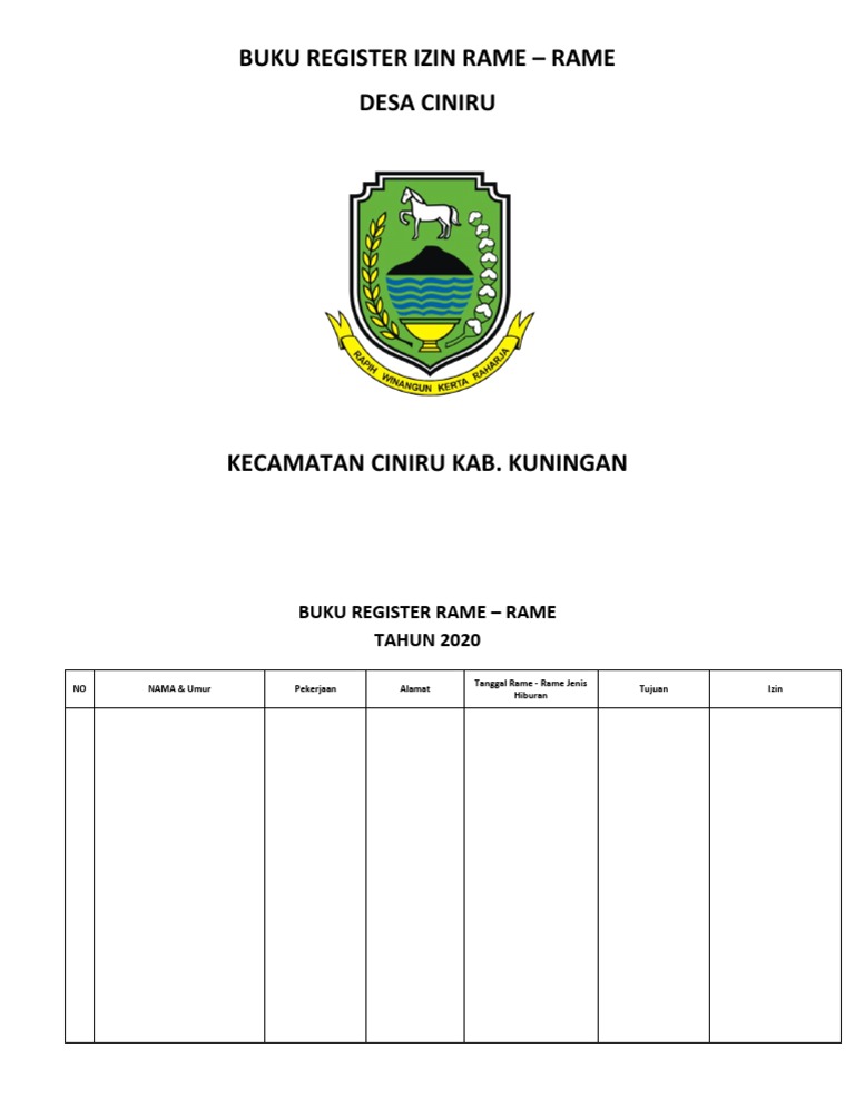 Buku Register Izin Keramaian Desa Ciniru | PDF