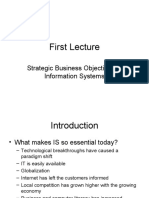 First Lecture: Strategic Business Objectives of Information Systems