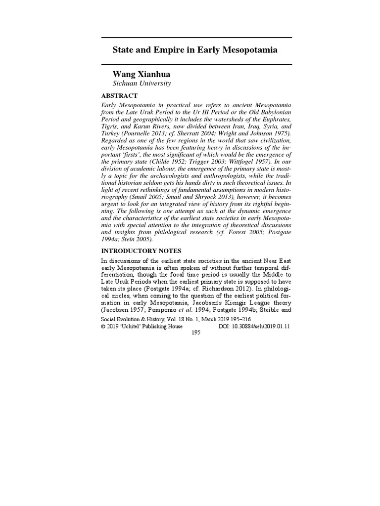 Early Mesopotamian State Formation Insights | PDF | Mesopotamia | Ur