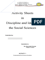 Activity Sheets on Social Sciences Disciplines and Ideas