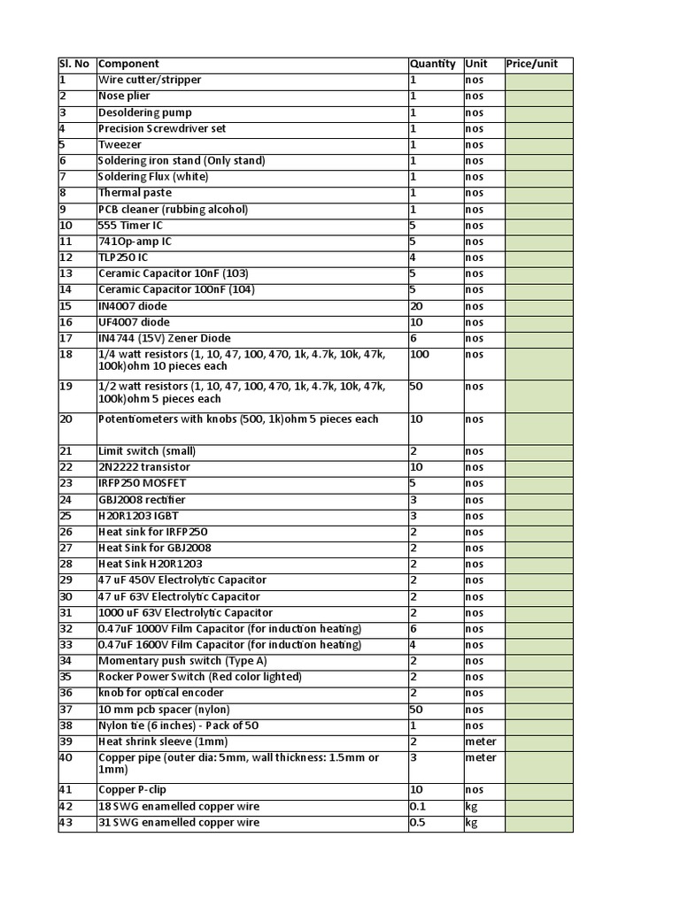 List of Electronics Components | PDF | Resistor | Soldering
