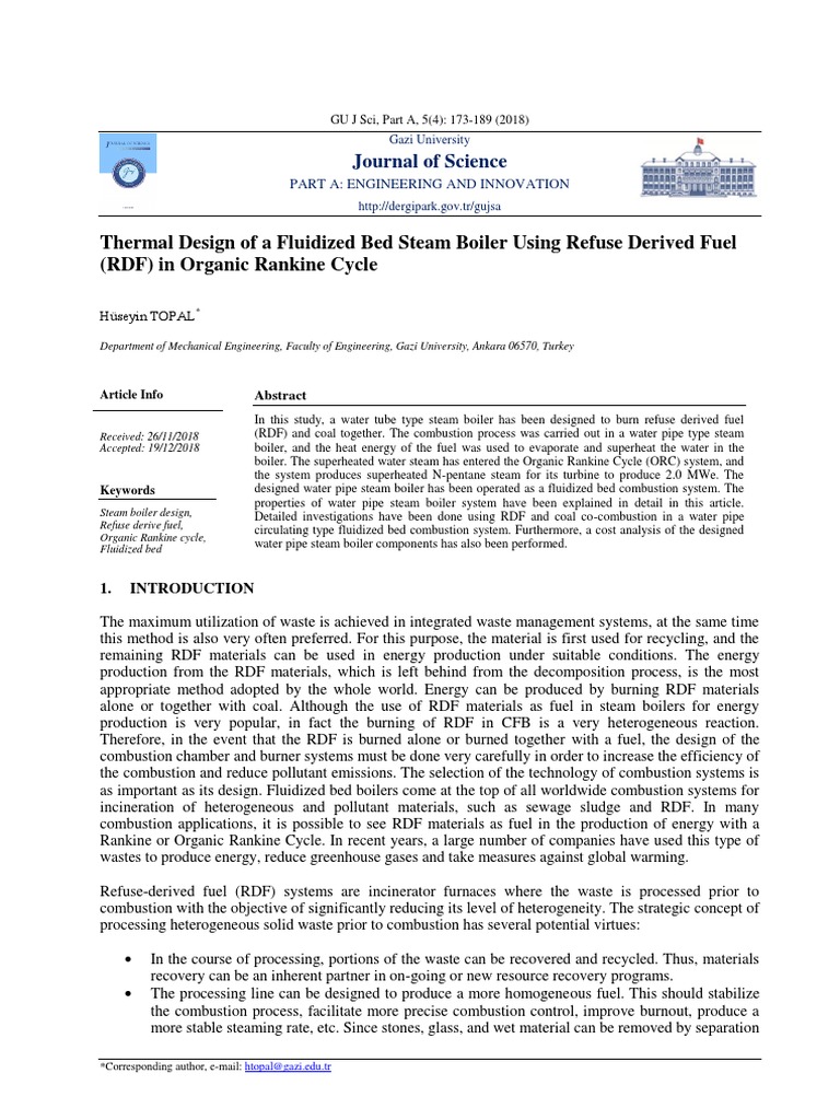 RDF-Fired Organic Heating Boiler Design | PDF | Combustion | Boiler