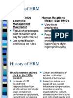 History of HRM: 1800-Early 1900 Scientific Management Movement Human Relations Model 1920-1940's