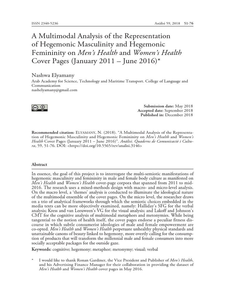 A Multimodal Analysis of The R | PDF | Masculinity | Weight Loss
