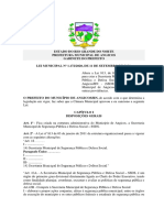 LEI MUNICIPAL N 1172-2020 - Criação Da Secretaria de Segurança Pública e Defesa Social Do Município de Angicos RN (SSDS) e A Guarda Civil Municipal de Angicos RN (GCMA)