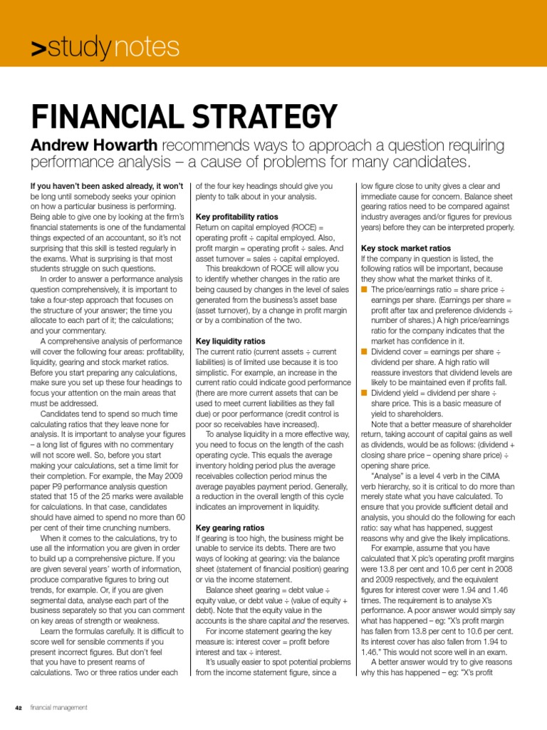 Study Notes On Financial Statement Analysis PDF | PDF | Dividend ...