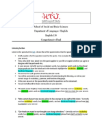 School of Social and Basic Sciences Department of Languages / English English 130 Comprehensive Final