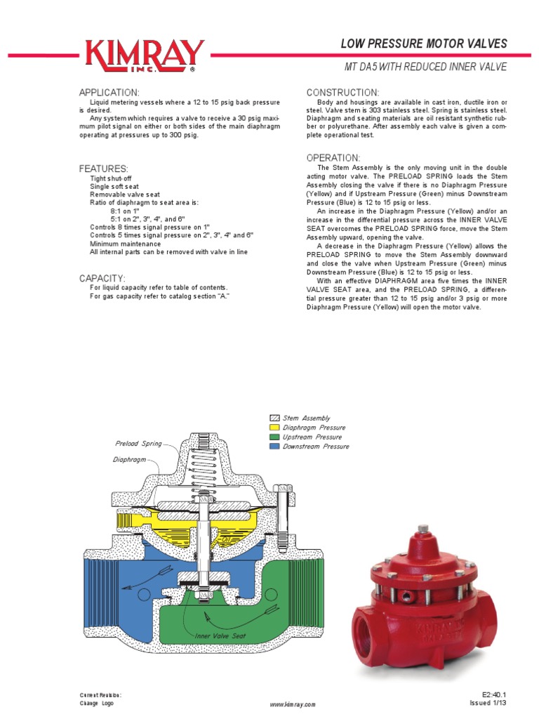 Kimray Low Pressure Motor Valves Guide | PDF | Valve | Hydraulics
