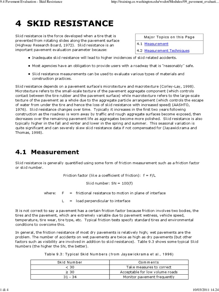 Skid Resistance Evaluation Methods | PDF | Friction | Road Surface