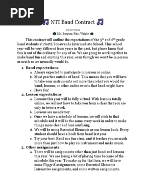 band contract