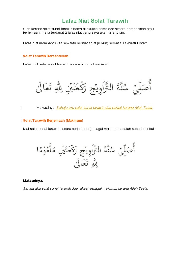 Panduan Solat Tarawih Pdf