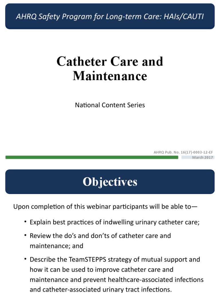 Catheter Care and Maintenance Ahrq Safety Program For LongTerm Care