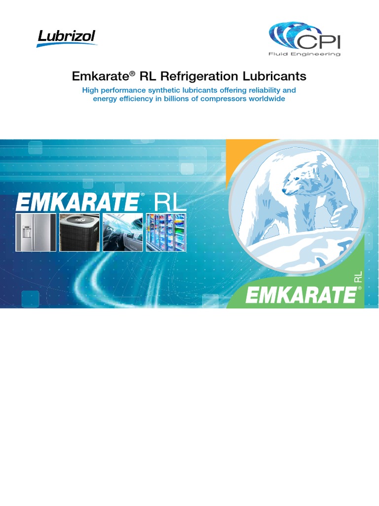 Emkarate RL Refrigeration Lubricants | PDF | Lubricant | Air Conditioning