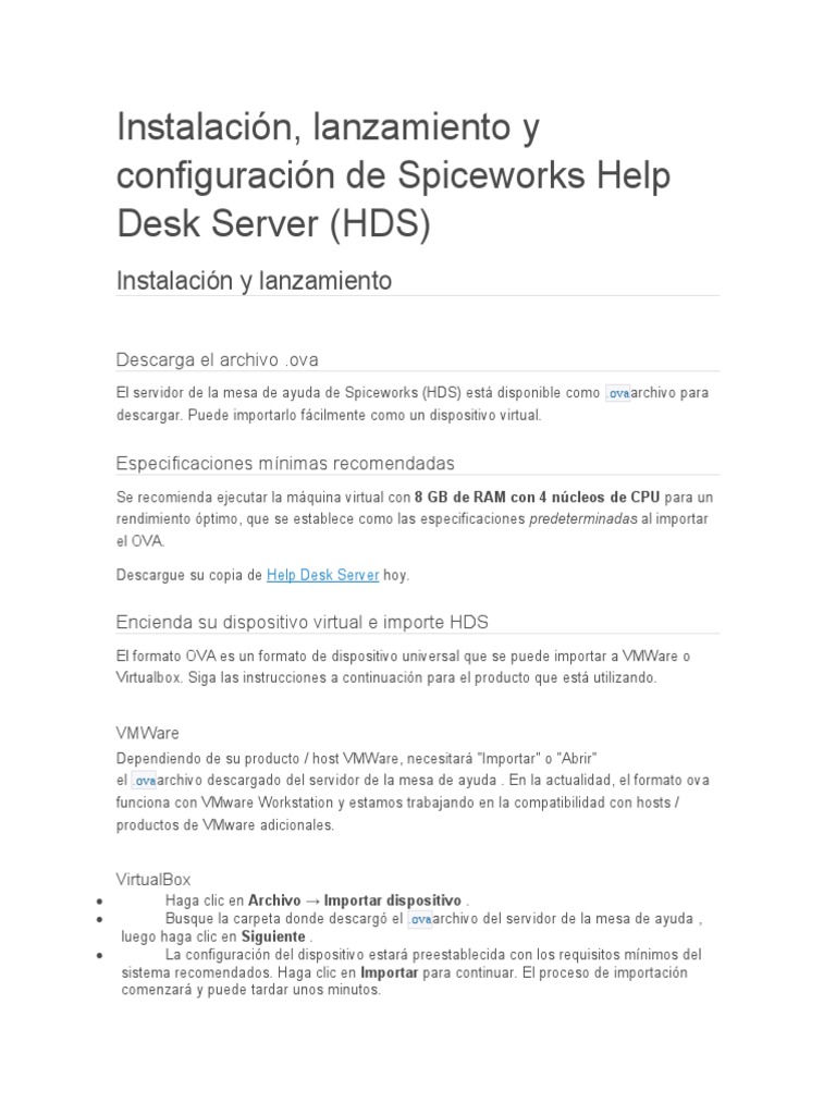 Configuración Spiceworks HDS paso a paso | PDF | Transport Layer ...