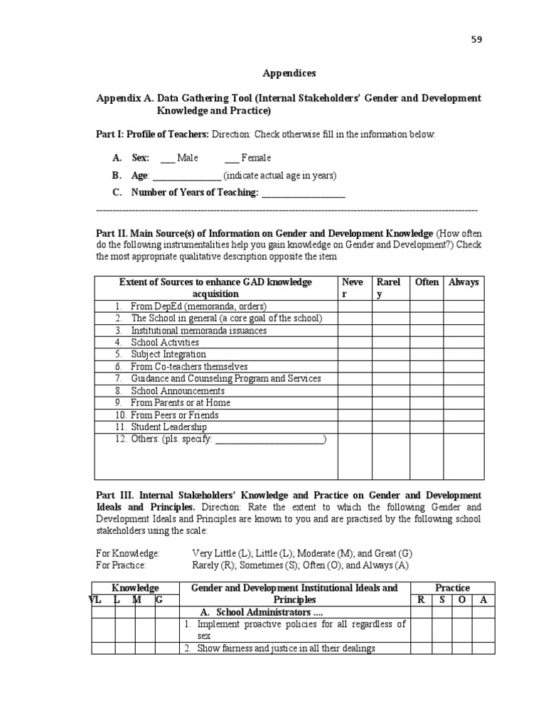 Appendices Appendix A. Data Gathering Tool (Internal Stakeholders ...