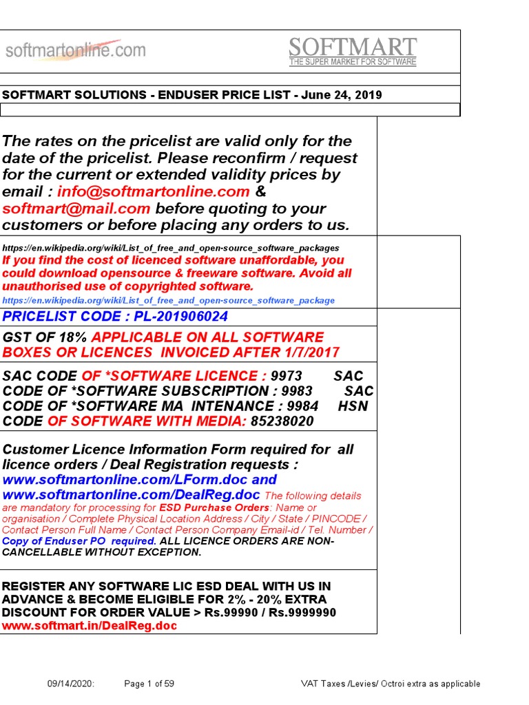 Softmart EndUser Pricelist | PDF | Microsoft Office | Value Added Tax