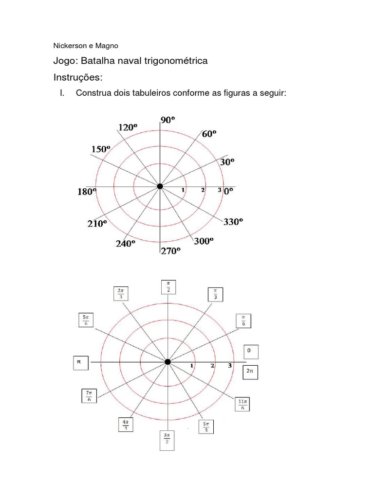 Batalha Naval Trigonométrica: Regras e Jogo | PDF | Métodos e Materiais ...