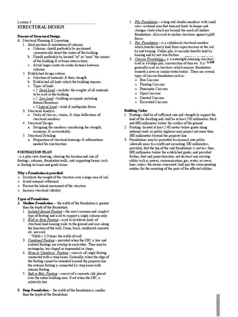 Building Design Lesson 3 | Download Free PDF | Foundation (Engineering ...