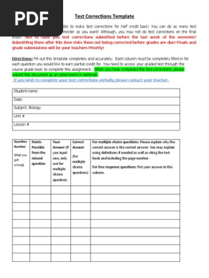 biology test corrections template20-21