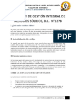 Gestión integral de residuos sólidos, nueva ley D.L. N°1278