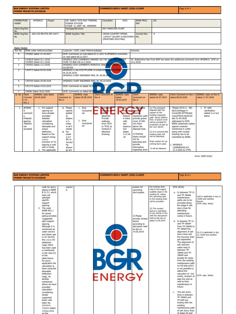 BGR Energy Systems Client Comments Response | PDF | Mechanical ...
