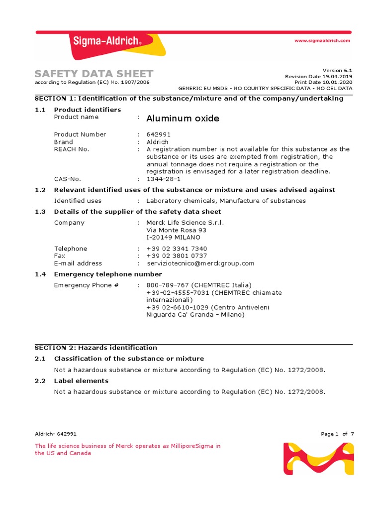 Msds Aluminum Oxide Nanoparticles EN PDF Toxicity Personal