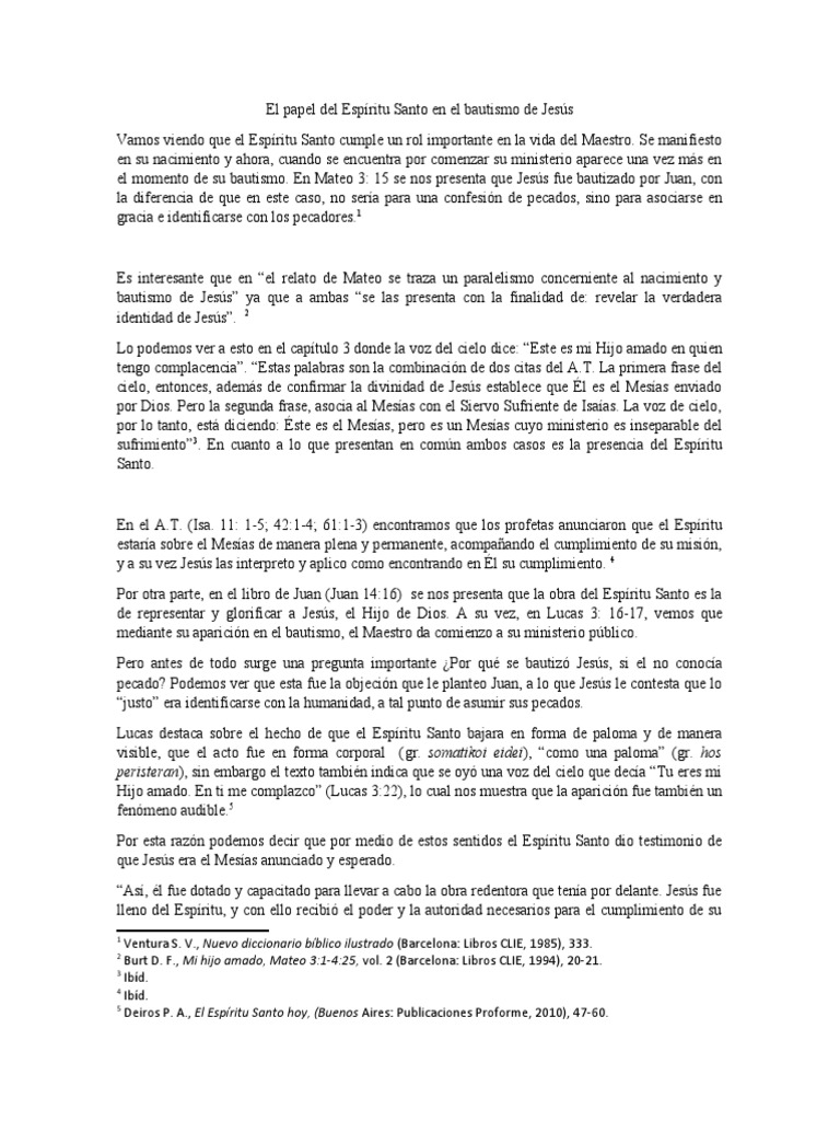 El Papel Del Espiritu Santo en El Bautismo de Jesus | PDF | espíritu ...